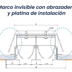 Difusor lineal tipo slot para techo y pared con marco invisible